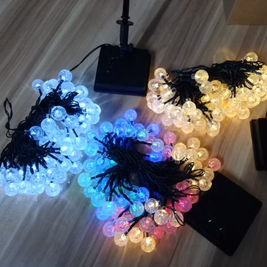 Wholesale Hanging Solar Light 50 LED Crystal Ball S14 Bulb for Christmas Projector Tree Holiday