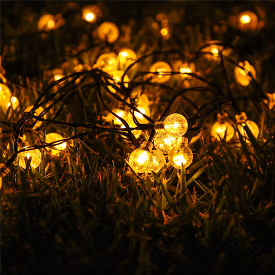Venda por atacado de luz solar suspensa 50 LED bola de cristal S14 lâmpada para projetor de Natal em árvore de férias