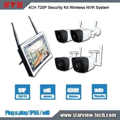 Câmera de segurança video sem fio do jogo NVR da casa esperta de 4CH 720p